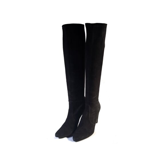 Stuart Weitzman Black Knee High Stretch Black Suede Womens Size 7 - Picture 3 of 7